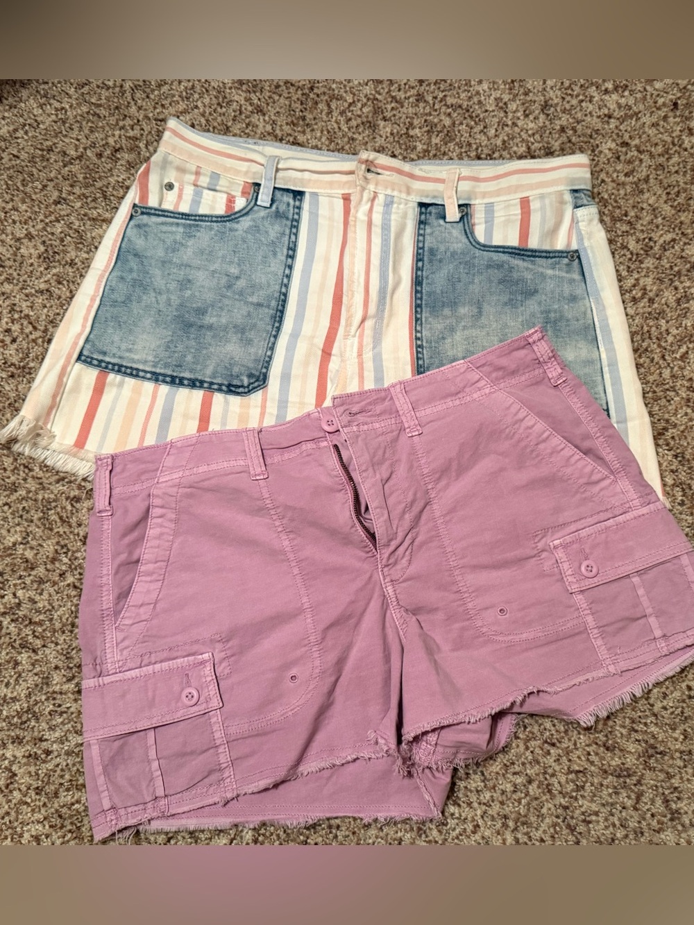 American Eagle 2 pair of shorts Lavender and denim stripe